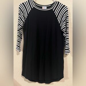LULAROE Black Striped “Randy” Baseball Tee- Size XS